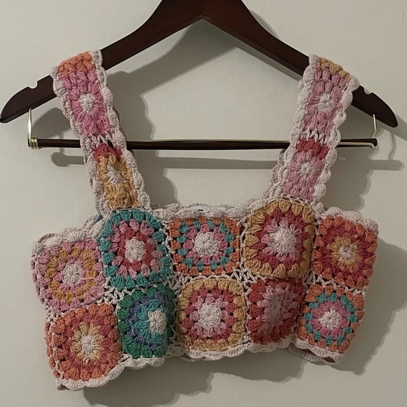 Beach Riot Eliza Colorful Crochet Top Size L - Picture 3 of 7